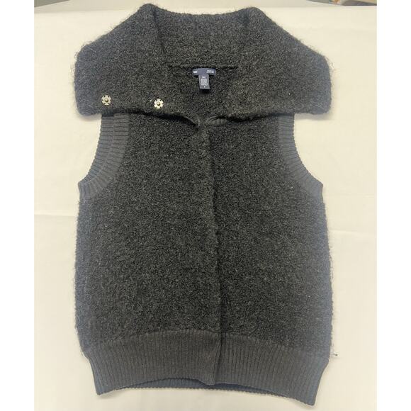GAP Size Small Womens Vest Alpaca Wool Blend Gray Snap Buttons Ribbed Fuzzy - Picture 1 of 10